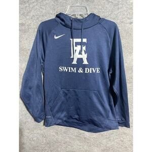 EA MS Swim & Dive Nike Hoodie Men M Dri Fit Fleece Mock Pullover Sweatshirt Blue